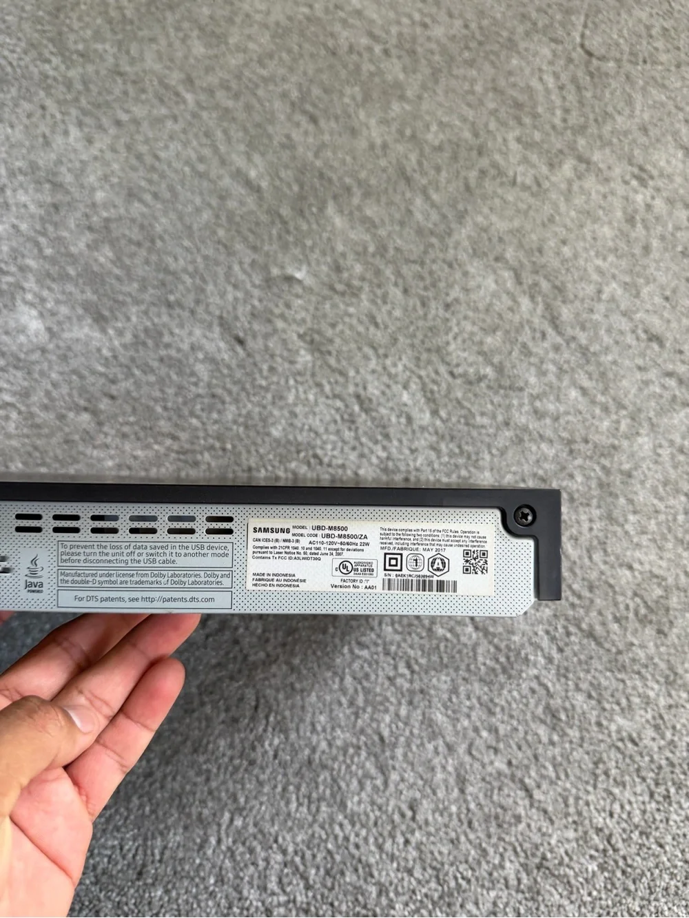 Samsung UBD-K8500 4K Ultra HD Blu-ray Player W/ WiFi NO REMOTE Tested